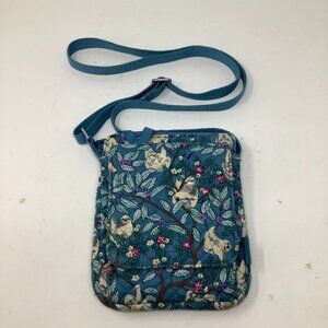 Vera Bradley crossbody purse sloth fabric blue purple Hanging Around